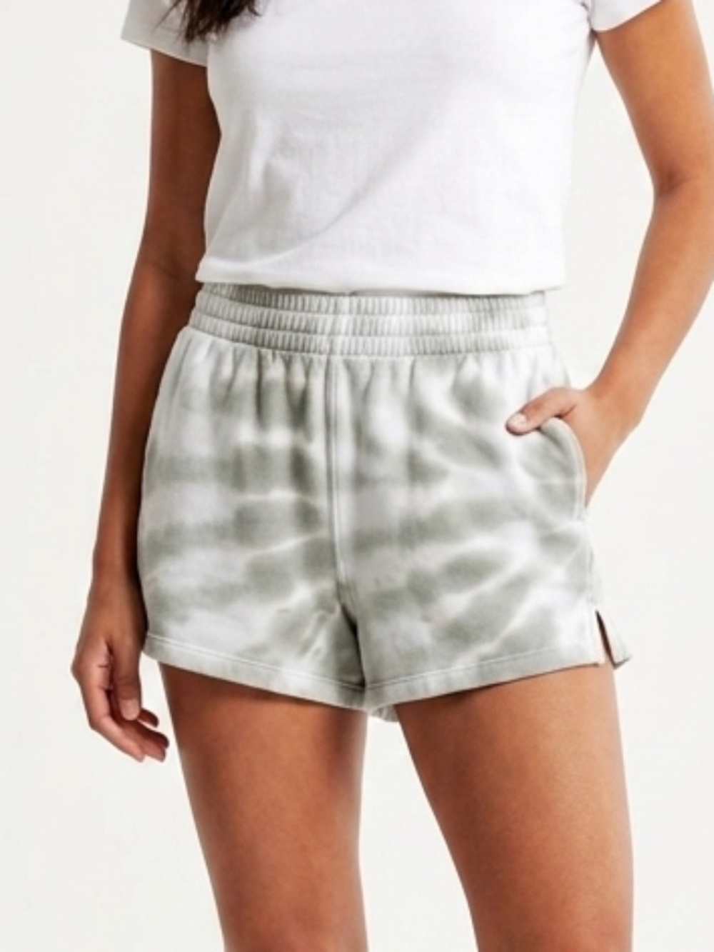 Abercrombie & Fitch Women’s Green & White Tie-Dye Jersey Training Shorts